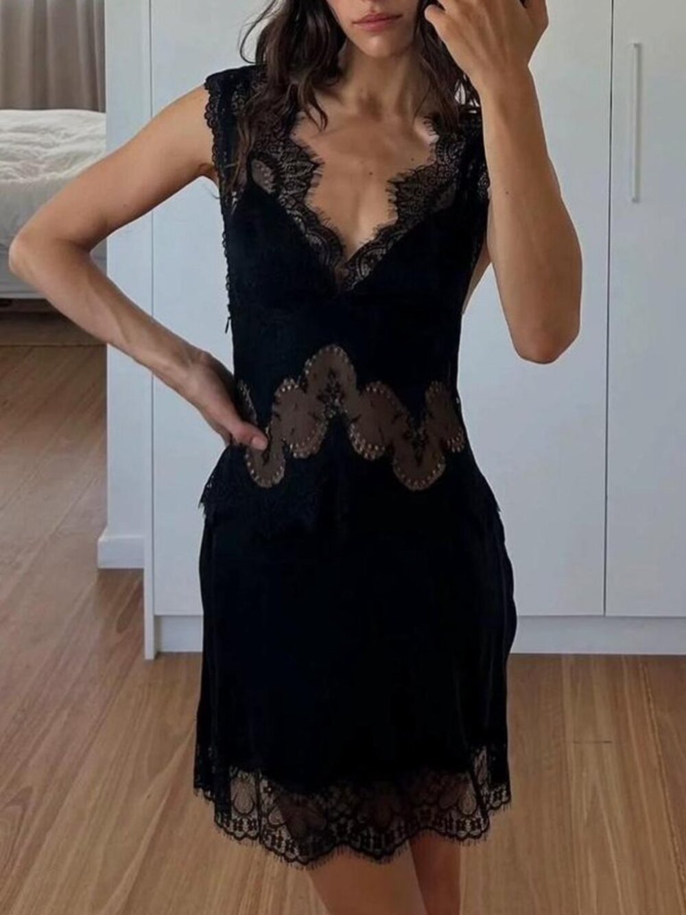 Third Form Exclusive Visions Lace mini Dress in black l